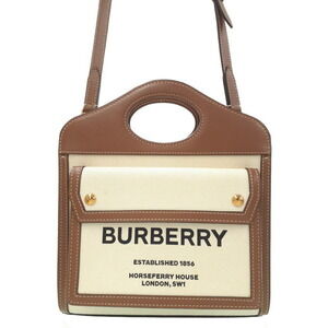 Burberry Two Tone Canvas Leather Pocket Bag